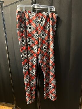 Fleece Plaid Red & White Mickey Pajama Pants